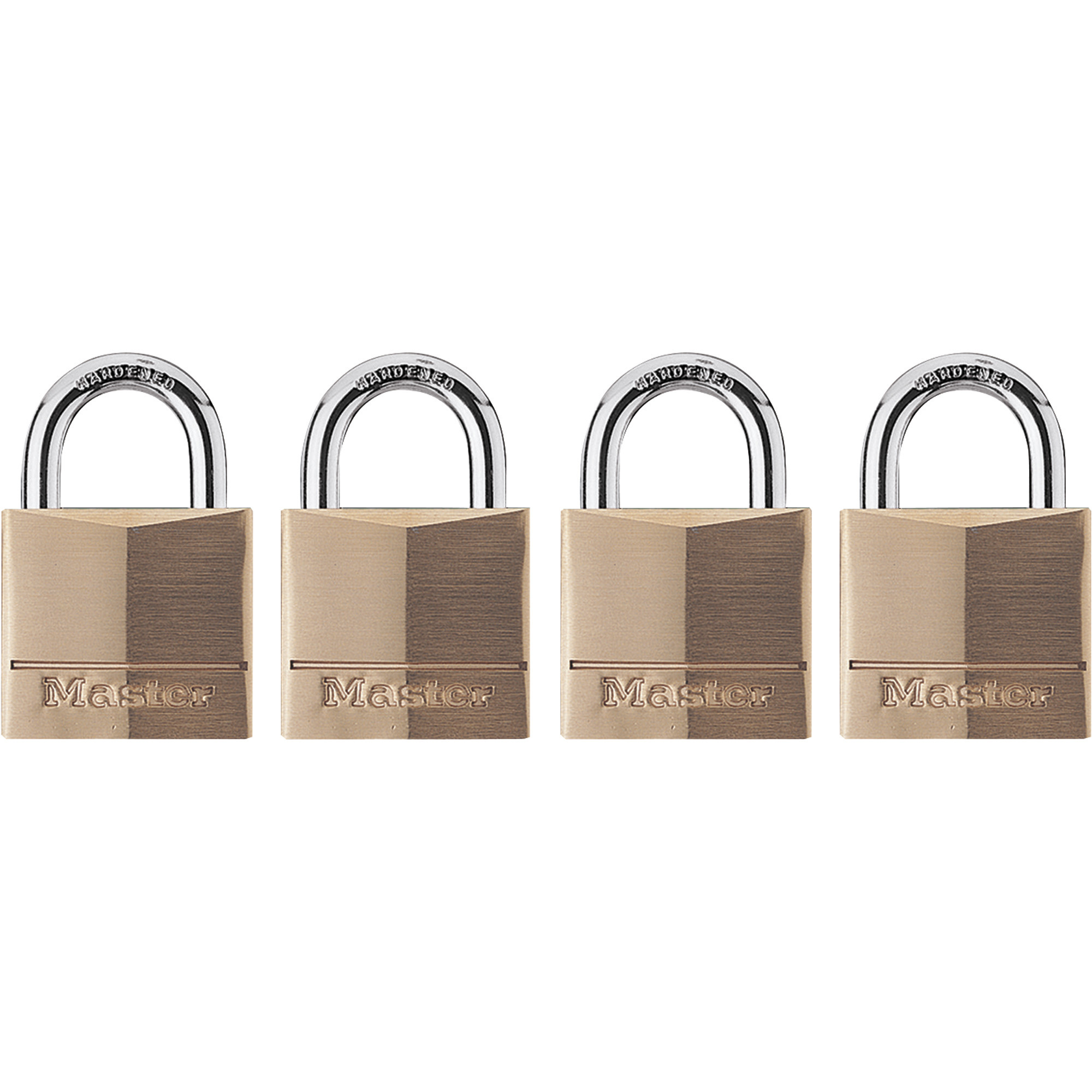 Master Lock Brass Padlocks, 4-Pk, Keyed Alike, Model# 140Q